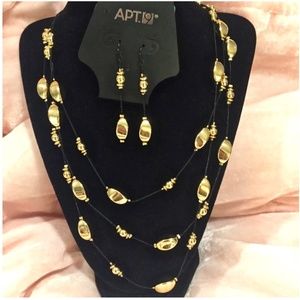S3-BUNDLE ONLY New with Tags APT 9 Gold & Black Necklace & Earrings Set